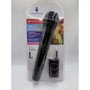 Singing Machine Wireless Microphone Pack SMM107WM Black UHF Dynamic Karaoke Mic